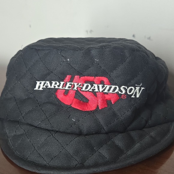 Vintage Harley Davidson Quilted Welders Cap Bar and Shield USA 90s - Picture 2 of 7